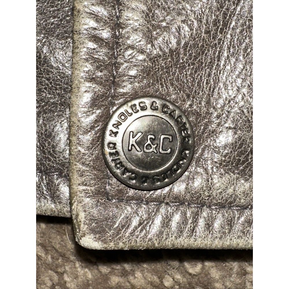 Knoles & Carter Bomber Coat 4XL Olive‎ Green Leather Button Zip Up Quilted Men - Picture 3 of 14
